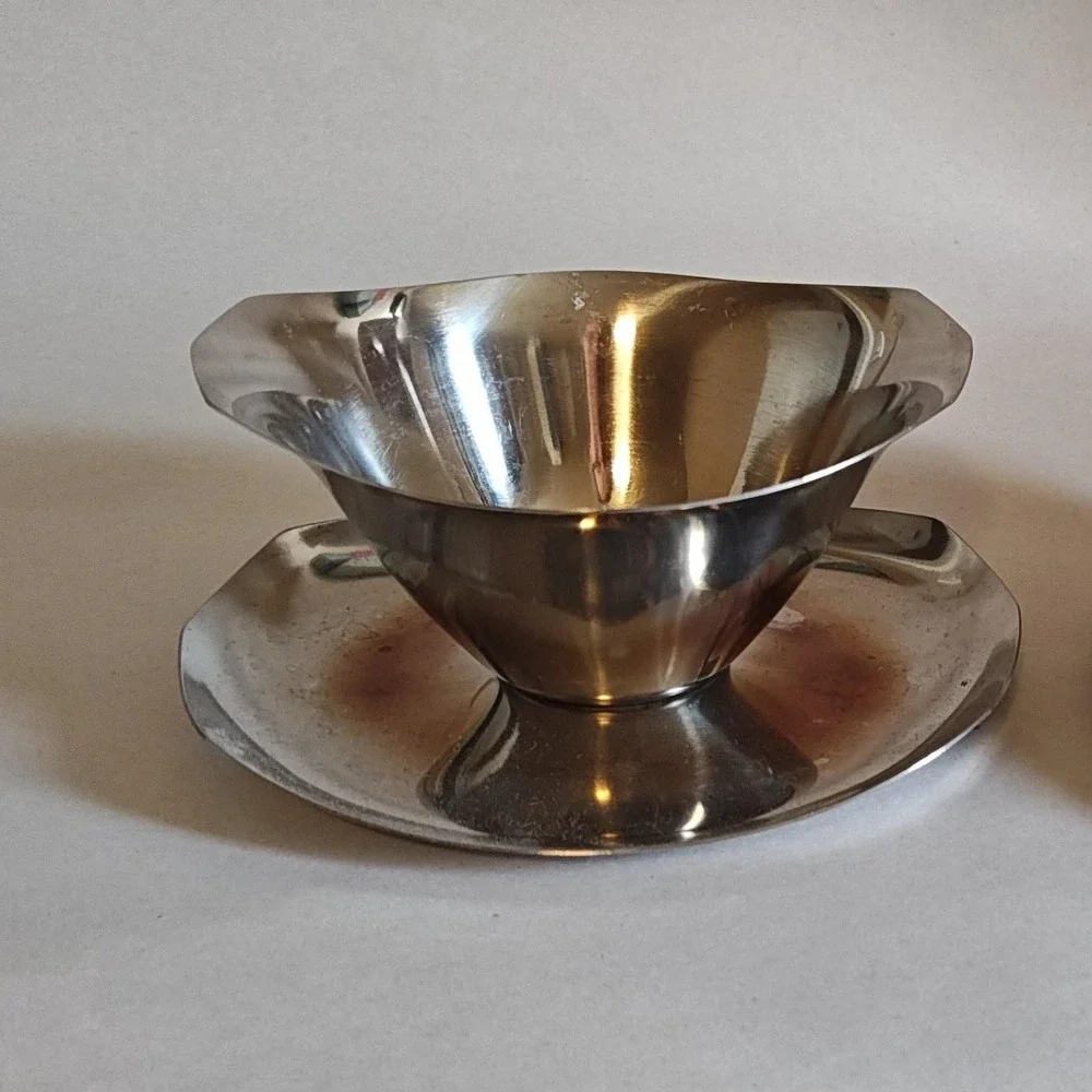 Vintage Kingsford Stainless Steel Dessert Bowls Set 2 Japan‎ Mid Century Modern